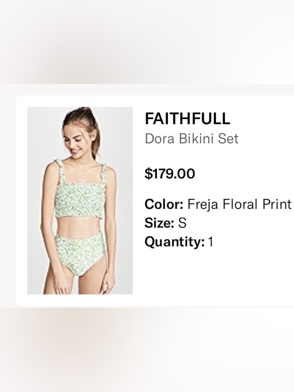 Faithfull the Brand Freja Floral Print Green & White Dora Bikini Set